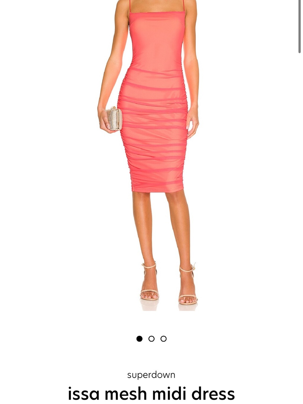 superdown issa mesh midi dress - Coral Slip Dress with Peach Trim